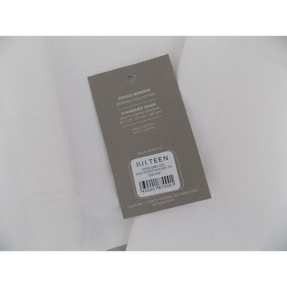 Restoration Hardware Teen grey border pillow sham Standard NWT - Picture 3 of 4